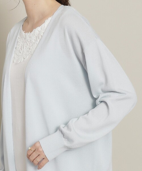 ITS'DEMO（イッツデモ）の「◆【UV／冷感／アンチピリング／手洗い可】着流しニットカーディガン（カーディガン/ボレロ・レディース・ブルー/ブラック/オフホワイト/サックスブルー/ベージュ・00）」の7枚目の写真