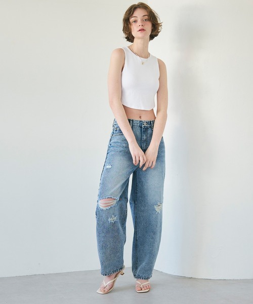 coca(coca)(コカ)の「【WEB限定セール】カップ付きラウンドヘムタンクトップ(タンクトップ・レディース・ホワイト/ライトベージュ/ブラック・S/M/L)」の5枚目の写真
