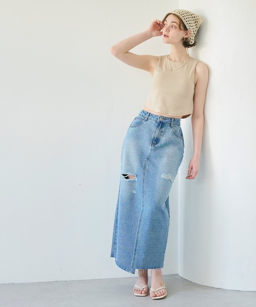 coca(coca)(コカ)の「【WEB限定セール】カップ付きラウンドヘムタンクトップ(タンクトップ・レディース・ホワイト/ライトベージュ/ブラック・S/M/L)」の13枚目の写真
