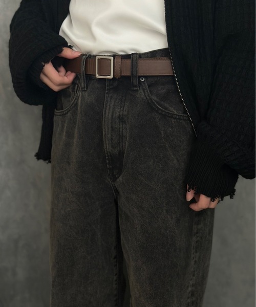 Burner(バーナー)の「【OKUOKU 0909】スクエアバックル 穴なし ベルト oku-belt-583805223127-7 N(ベルト・メンズ・ブラウン/ブラック/グレー・FREE)」の1枚目の写真