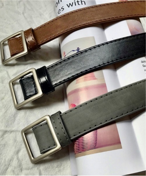 Burner(バーナー)の「【OKUOKU 0909】スクエアバックル 穴なし ベルト oku-belt-583805223127-7 N(ベルト・メンズ・ブラウン/ブラック/グレー・FREE)」の6枚目の写真