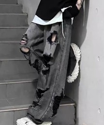 NOVESSEL | A'GEM/9 × .kom『NOVESSEL/ノベセル』ハードダメージデニムパンツ(デニムパンツ)