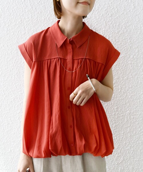 〈タグ付新品〉SHIPS 強撚　バルーンブラウス　レッド SHIPS｜<手洗い可能>強撚 バルーン ブラウス | Rakuten Fashion