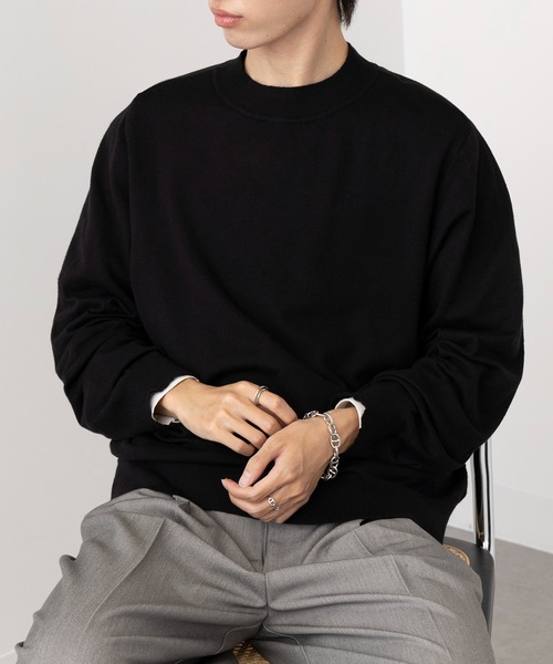 セール】【MAISON CLUB】Super High Gauge Mock Neck Knit / スーパー
