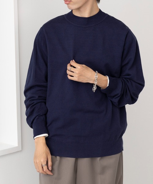 セール】【MAISON CLUB】Super High Gauge Mock Neck Knit / スーパー
