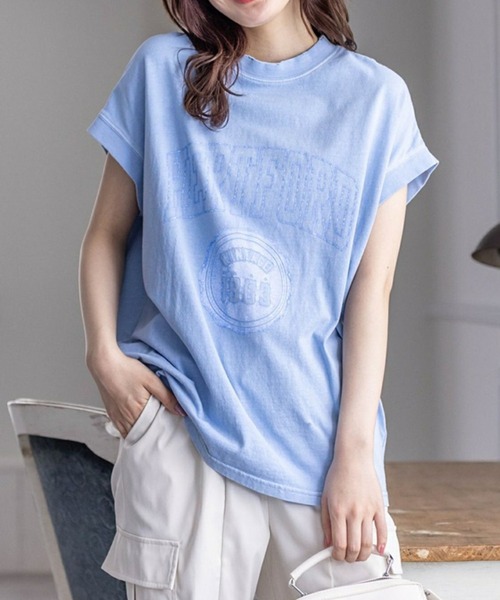 clear(クリア)の「フレンチスリーブプリントTシャツ(Tシャツ/カットソー・レディース・アイボリー/サックスブルー/チャコールグレー・F)」の3枚目の写真