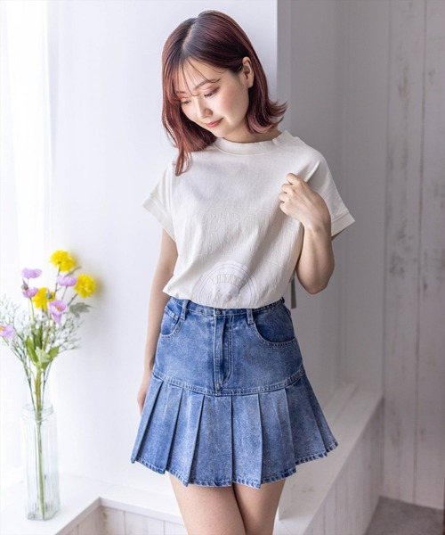 clear(クリア)の「フレンチスリーブプリントTシャツ(Tシャツ/カットソー・レディース・アイボリー/サックスブルー/チャコールグレー・F)」の11枚目の写真