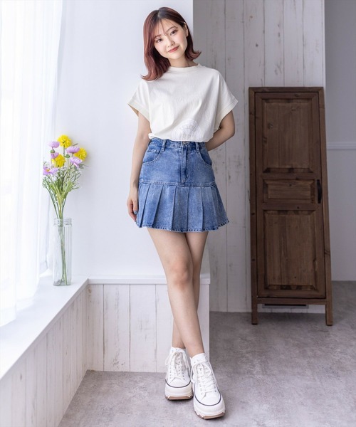 clear(クリア)の「フレンチスリーブプリントTシャツ(Tシャツ/カットソー・レディース・アイボリー/サックスブルー/チャコールグレー・F)」の12枚目の写真