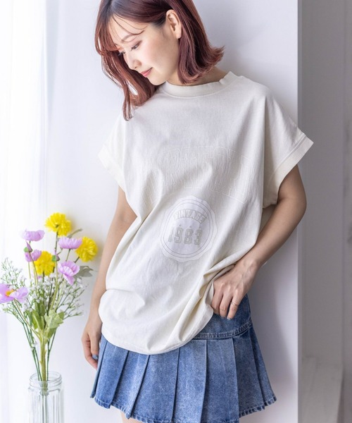 clear(クリア)の「フレンチスリーブプリントTシャツ(Tシャツ/カットソー・レディース・アイボリー/サックスブルー/チャコールグレー・F)」の22枚目の写真