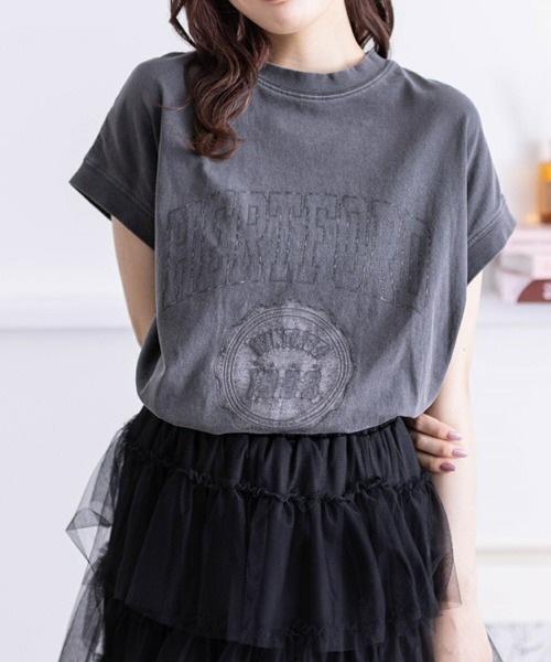 clear(クリア)の「フレンチスリーブプリントTシャツ(Tシャツ/カットソー・レディース・アイボリー/サックスブルー/チャコールグレー・F)」の20枚目の写真