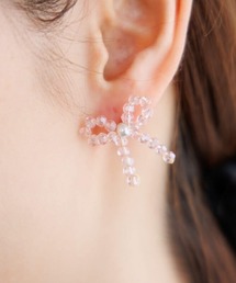 flower | タイニービーズリボンイヤリング(イヤリング)