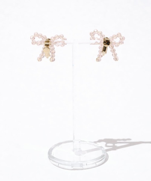 flower（フラワー）の「タイニービーズリボンイヤリング（イヤリング・レディース・ピンク/クリア・FREE）」の7枚目の写真