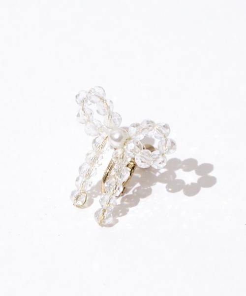 flower（フラワー）の「タイニービーズリボンイヤリング（イヤリング・レディース・ピンク/クリア・FREE）」の8枚目の写真