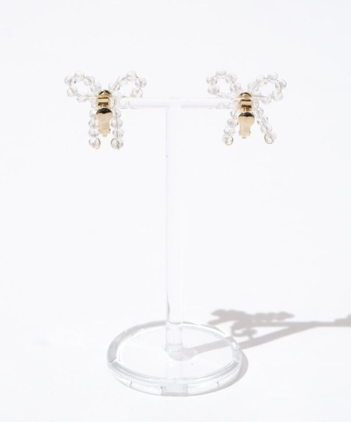 flower（フラワー）の「タイニービーズリボンイヤリング（イヤリング・レディース・ピンク/クリア・FREE）」の10枚目の写真