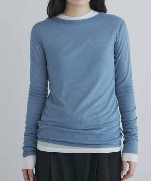 kiehtova（キエトヴァ）の「【kiehtova】sheer long tops シアー ロング トップス　カットソー（Tシャツ/カットソー・レディース・カーキ/ブルー/ブラック/ホワイト/グレー・FREE）」の5枚目の写真