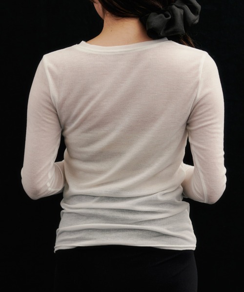 kiehtova（キエトヴァ）の「【kiehtova】sheer long tops シアー ロング トップス　カットソー（Tシャツ/カットソー・レディース・カーキ/ブルー/ブラック/ホワイト/グレー・FREE）」の7枚目の写真