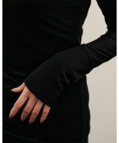 kiehtova（キエトヴァ）の「【kiehtova】sheer long tops シアー ロング トップス　カットソー（Tシャツ/カットソー・レディース・カーキ/ブルー/ブラック/ホワイト/グレー・FREE）」の13枚目の写真