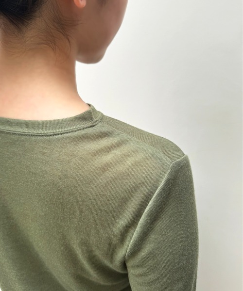 kiehtova（キエトヴァ）の「【kiehtova】sheer long tops シアー ロング トップス　カットソー（Tシャツ/カットソー・レディース・カーキ/ブルー/ブラック/ホワイト/グレー・FREE）」の15枚目の写真