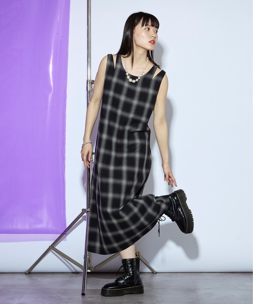 デミルクスビームス シアーチェック2WAYワンピース Demi-Luxe BEAMS（デミルクス ビームス）の「Demi-Luxe BEAMS / シアー