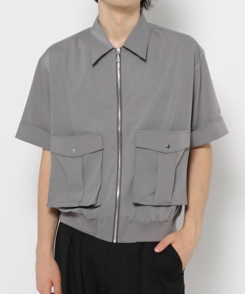 HARE(ハレ)の「ポケットデザインショートシャツブルゾン(HARE)(シャツ/ブラウス・メンズ・グレー/ブラック・SMALL/MEDIUM)」の6枚目の写真