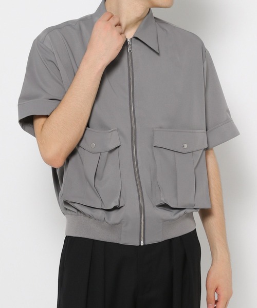 HARE(ハレ)の「ポケットデザインショートシャツブルゾン(HARE)(シャツ/ブラウス・メンズ・グレー/ブラック・SMALL/MEDIUM)」の5枚目の写真