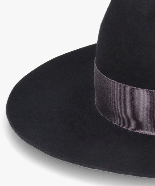 OVERRIDE（オーバーライド）の「OVERRIDE  FELT FEDORA L.BRIM / オーバーライド（ハット・メンズ・ブラウン/ブラック・58cm/60cm）」の8枚目の写真
