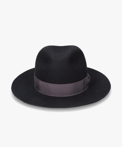 OVERRIDE（オーバーライド）の「OVERRIDE  FELT FEDORA L.BRIM / オーバーライド（ハット・メンズ・ブラウン/ブラック・58cm/60cm）」の4枚目の写真