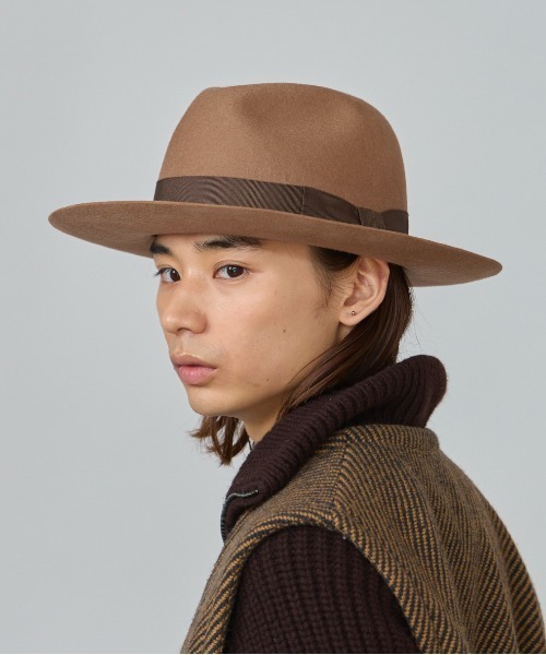OVERRIDE（オーバーライド）の「OVERRIDE  FELT FEDORA L.BRIM / オーバーライド（ハット・メンズ・ブラウン/ブラック・58cm/60cm）」の13枚目の写真