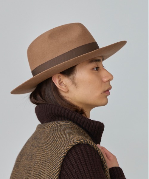 OVERRIDE（オーバーライド）の「OVERRIDE  FELT FEDORA L.BRIM / オーバーライド（ハット・メンズ・ブラウン/ブラック・58cm/60cm）」の15枚目の写真