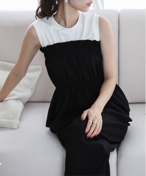 AMELY(エミリー)の「ギャザーベアトップセットアップ(セットアップ・レディース・ベージュ/オリーブ/ブラック・フリー)」の7枚目の写真