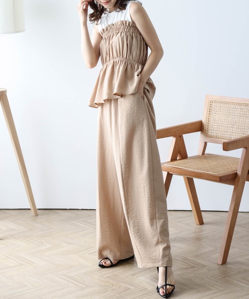 AMELY(エミリー)の「ギャザーベアトップセットアップ(セットアップ・レディース・ベージュ/オリーブ/ブラック・フリー)」の11枚目の写真