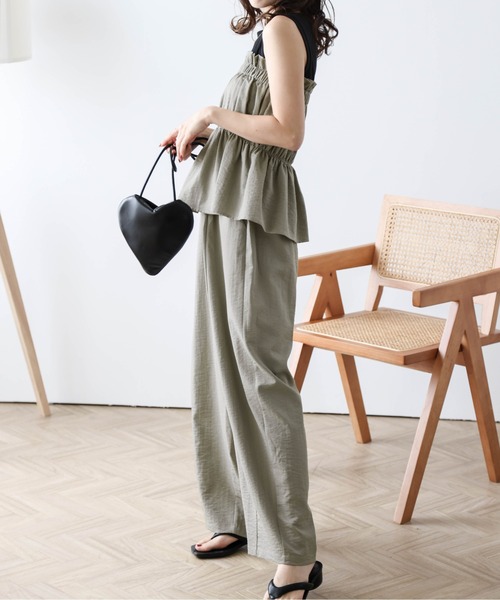 AMELY(エミリー)の「ギャザーベアトップセットアップ(セットアップ・レディース・ベージュ/オリーブ/ブラック・フリー)」の18枚目の写真