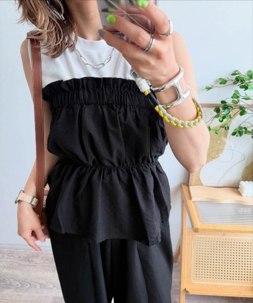OMMO ギャザー ポケット ベア トップス OMMO ONLINE STORE / GATHER POCKET BARE TOP