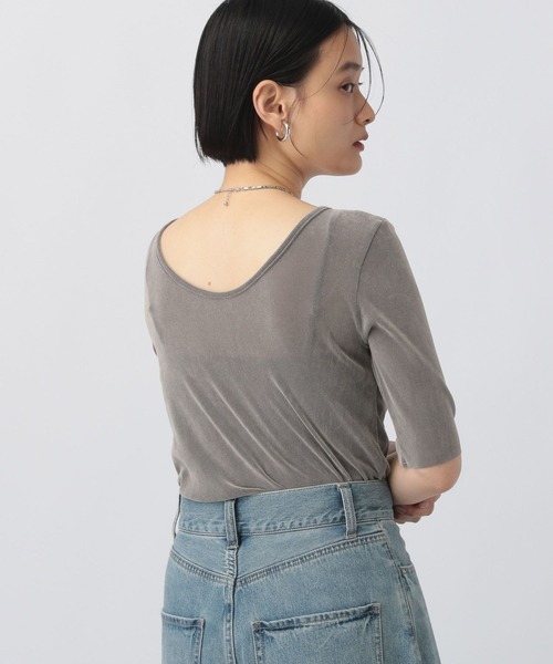 A part by（アパートバイ）の「ベロアプルオーバー_5分袖（Tシャツ/カットソー・レディース・ブラック/ライトグレー/ブルー/ボルドー・FREE）」の5枚目の写真