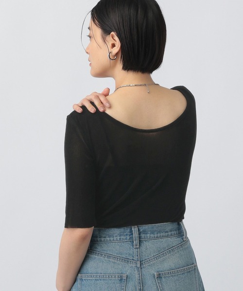 A part by（アパートバイ）の「ベロアプルオーバー_5分袖（Tシャツ/カットソー・レディース・ブラック/ライトグレー/ブルー/ボルドー・FREE）」の8枚目の写真