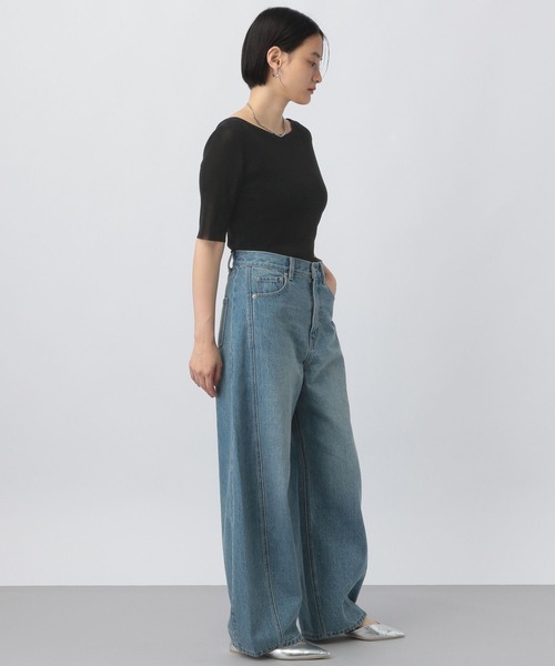 A part by（アパートバイ）の「ベロアプルオーバー_5分袖（Tシャツ/カットソー・レディース・ブラック/ライトグレー/ブルー/ボルドー・FREE）」の9枚目の写真