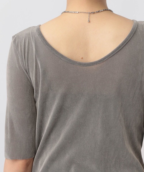 A part by（アパートバイ）の「ベロアプルオーバー_5分袖（Tシャツ/カットソー・レディース・ブラック/ライトグレー/ブルー/ボルドー・FREE）」の13枚目の写真