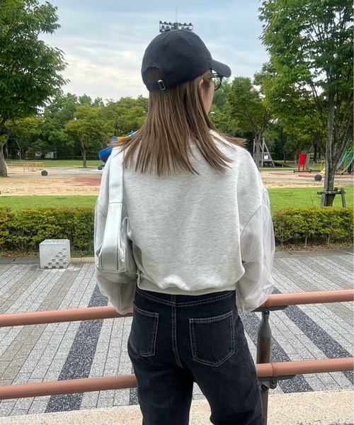 y/m by misato（イムバイミサト）の「裏毛×チュールZIPカーディガン（カーディガン/ボレロ・レディース・ライトグレー/ブラック・FREE）」の21枚目の写真