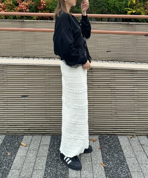 y/m by misato（イムバイミサト）の「裏毛×チュールZIPカーディガン（カーディガン/ボレロ・レディース・ライトグレー/ブラック・FREE）」の14枚目の写真