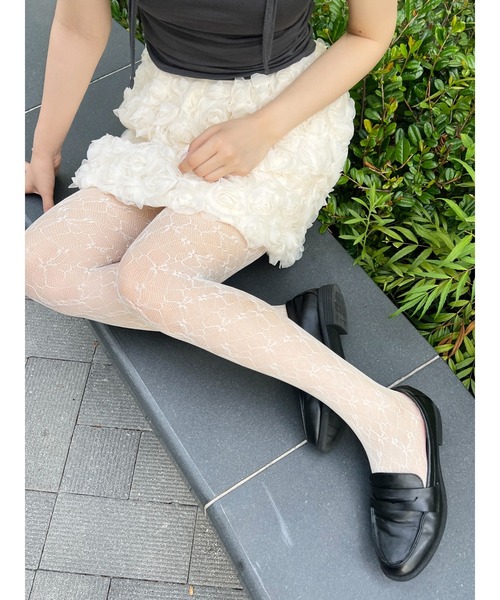 PHILLY（フィリー）の「【PHILLY】レースタイツ（タイツ/ストッキング・レディース・アイボリー/ブラック/ホワイト・FREE）」の12枚目の写真