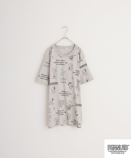 PEANUTS（ピーナッツ）の「PEANUTS 天竺総柄 半袖Tシャツ（Tシャツ/カットソー・メンズ・ライトピンク/オートミール/チャコール/ダークブルー/オフホワイト/ライトカーキ・M/L/LL）」の10枚目の写真