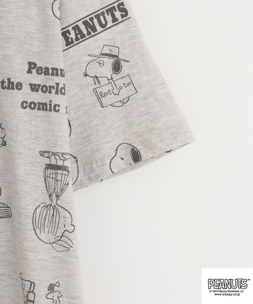 PEANUTS（ピーナッツ）の「PEANUTS 天竺総柄 半袖Tシャツ（Tシャツ/カットソー・メンズ・ライトピンク/オートミール/チャコール/ダークブルー/オフホワイト/ライトカーキ・M/L/LL）」の8枚目の写真