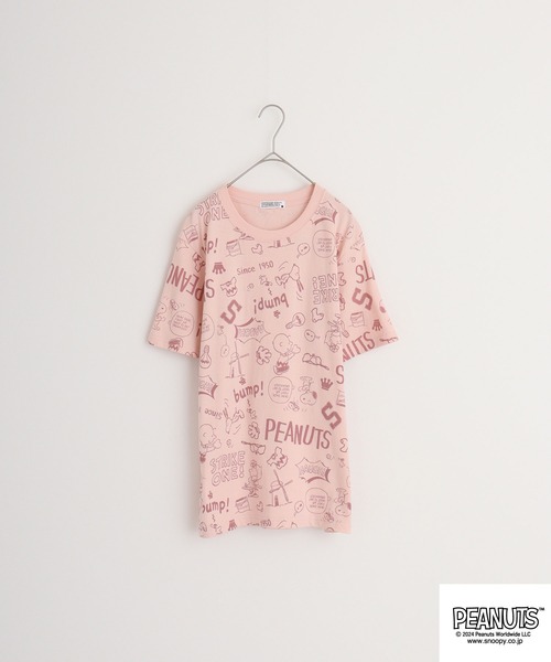 PEANUTS（ピーナッツ）の「PEANUTS 天竺総柄 半袖Tシャツ（Tシャツ/カットソー・メンズ・ライトピンク/オートミール/チャコール/ダークブルー/オフホワイト/ライトカーキ・M/L/LL）」の11枚目の写真