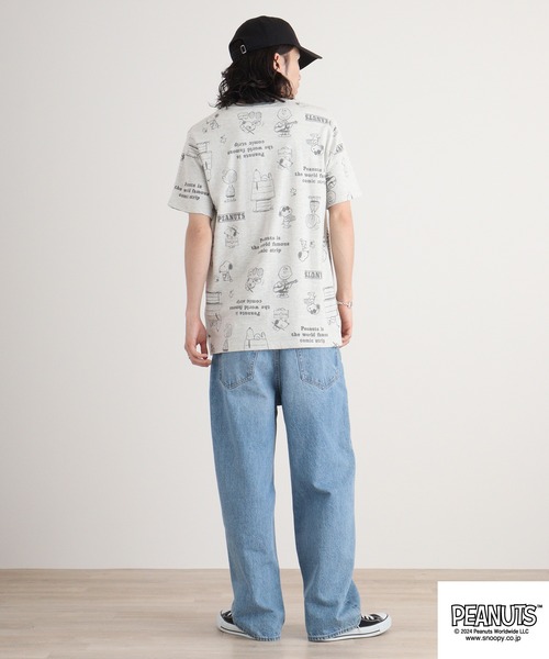 PEANUTS（ピーナッツ）の「PEANUTS 天竺総柄 半袖Tシャツ（Tシャツ/カットソー・メンズ・ライトピンク/オートミール/チャコール/ダークブルー/オフホワイト/ライトカーキ・M/L/LL）」の20枚目の写真