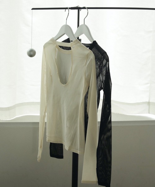 anuke（アンヌーク）の「Backopen Mesh Tops（Tシャツ/カットソー