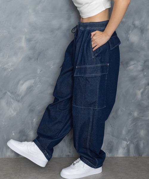 Starting Over（スターティングオーバー）の「vintage like loose fit denim cargo pants/ヴィンテージ ライク ルーズフィット デニム カーゴパンツ（カーゴパンツ・メンズ・ブラック/ケミカルウォッシュ/インディゴブルー/グレー/ワンウォッシュ・M/XL/L）」の4枚目の写真