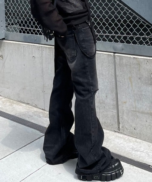 【IFEELLUCKY】Denim Bootscut skirt pants IFEELLUCKY】Denim Bootscut skirt pants | OUR BRAND