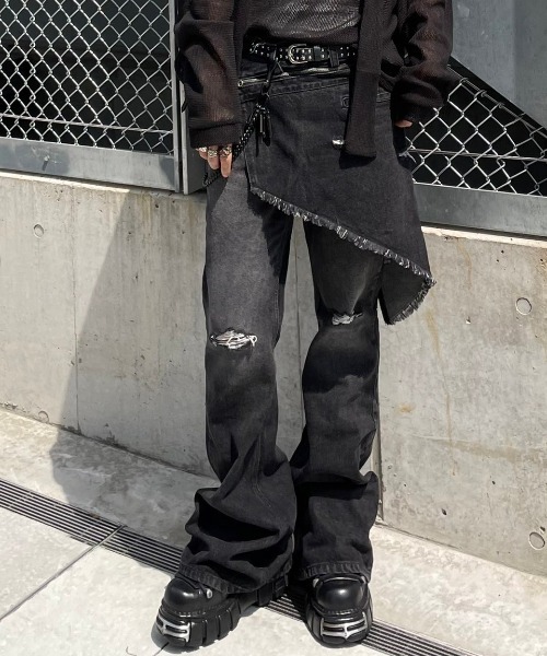 【IFEELLUCKY】Denim Bootscut skirt pants IFEELLUCKY】Denim Bootscut skirt pants | OUR BRAND