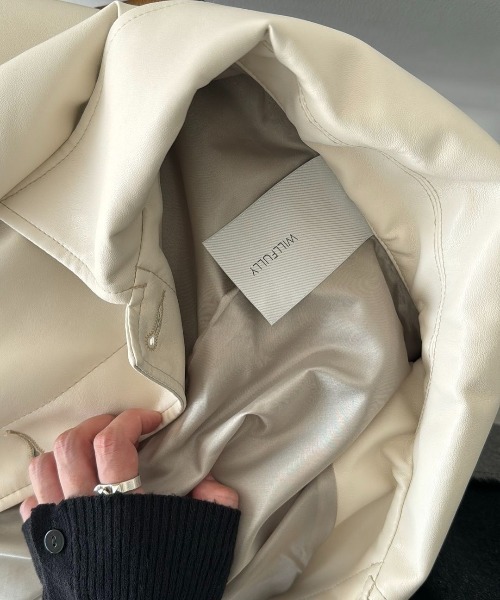 WILLFULLY（ウィルフリー）の「waist gather peplum synthetic leather
