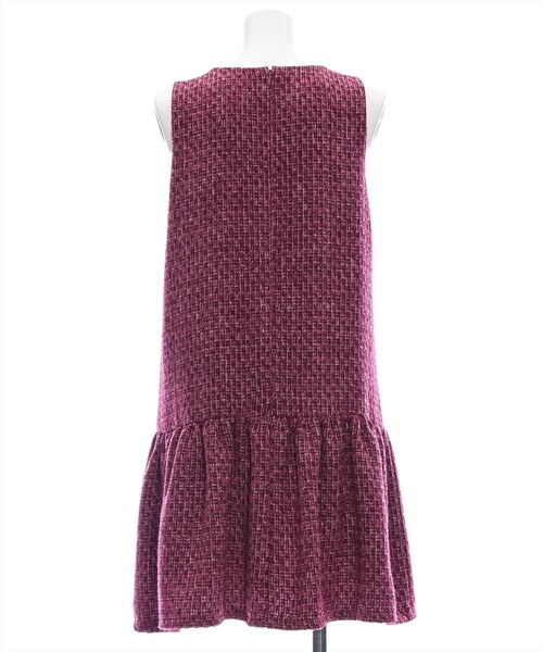 clear（クリア）の「ツイードミニワンピース [低身長用サイズ有 ふんわりシルエット]≪2024AW新作≫（ワンピース・レディース・ブラック/ボルドー・F/XS）」の13枚目の写真